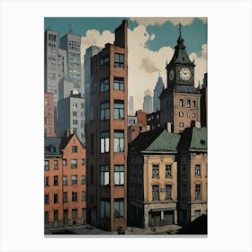 "Cityscape Serenity: A Comic Book Panel by Chris Ware" Canvas Print