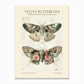 Velvet Butterflies Collection Butterfly Pattern William Morris Style 5 Canvas Print