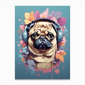 Pugphones Canvas Print