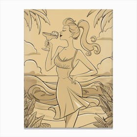 Sexy Lady On The Beach Canvas Print