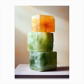 Three Blocks Of Jade, Stones Art Canvas Print