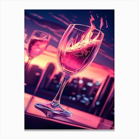 Wine Glass With Flames Canvas Print