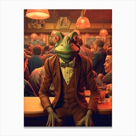 Frog In A Bar Retro 2 Canvas Print