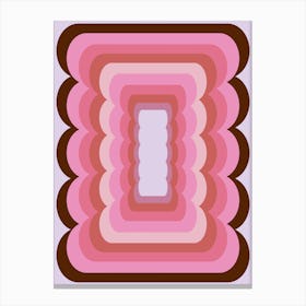 Wavy Retro Abstract Pink Canvas Print