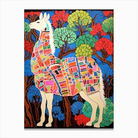 Maximalist Animal Painting Llama 2 Canvas Print
