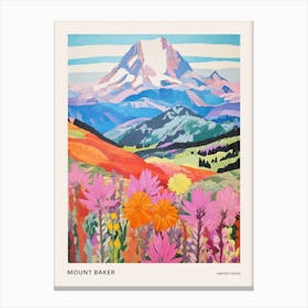 Mount Baker United States 2 Colourful Mountain Illustration Poster Canvas Print
