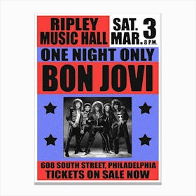 Bon Jovi 1984 Philadelphia Concert Poster Canvas Print