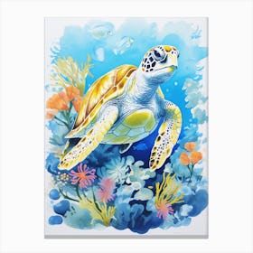 Sea Turtle In The Ocean Blue Aqua 7 Canvas Print