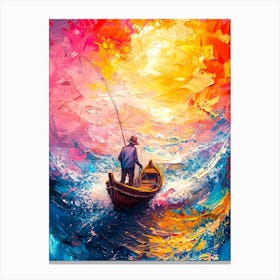 Fishing In A Boat Canvas Print