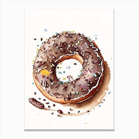 Bite Sized Bagel Pieces Dipped In Melted Chocolate And Sprinkles Minimal Drawing 1 Canvas Print