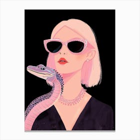 Girl With A Snake Canvas Print