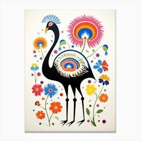 Scandinavian Bird Illustration Ostrich 1 Canvas Print