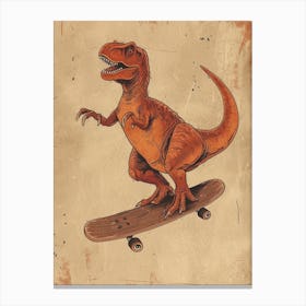 Vintage Othnielia Dinosaur On A Skateboard 1 Canvas Print