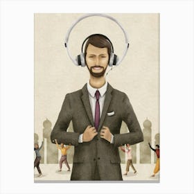 Businessman With Headphones 1 Canvas Print