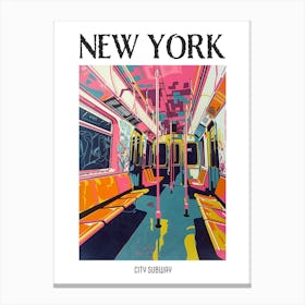 New York City Subway New York Colourful Silkscreen Illustration 2 Poster Canvas Print