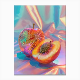 Disco Peach Print Poster Glam Disco Ball Peaches Canvas Print