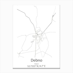 Debno,Poland Minimalist Map Canvas Print