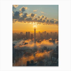 Tokyo Skyline At Sunrise Canvas Print