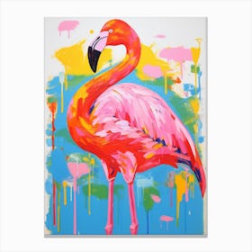 Colourful Bird Painting Greater Flamingo 1 Canvas Print