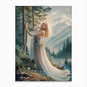 Collage Art of Beautiful Woman in The Forest #2 Canvas Print