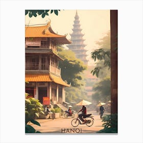 Hanoi Vietnam Retro Travel Canvas Print