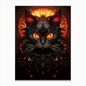 Black Cat With Flames Canvas Print