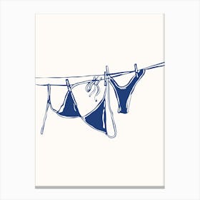 Blue Bikini On A Clothesline Poster Canvas Print