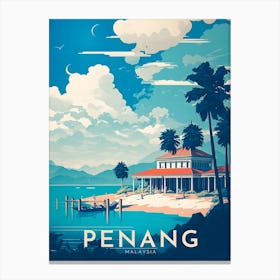 Penang Malaysia Retro Travel Canvas Print