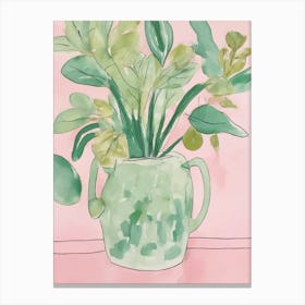 Sage Green and pink Plant In A Vase Canvas Print
