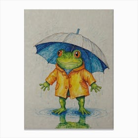 Frog In Raincoat Canvas Print