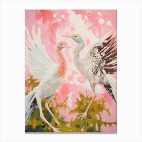 Pink Ethereal Bird Painting Roadrunner 2 Canvas Print