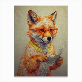 Fox In Glasses 2 Canvas Print