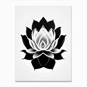 Lotus Flower, Buddhist Symbol Black And White Geometric 5 Canvas Print