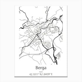 Berga,Spain Minimalist Map Canvas Print