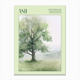 Ash Tree Atmospheric Watercolour Painting 3 Poster Canvas Print