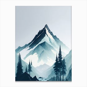 Mountain And Forest In Minimalist Watercolor Vertical Composition 55 Canvas Print
