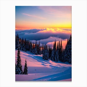 Shymbulak, Kazakhstan Sunrise Skiing Poster Canvas Print