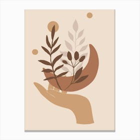 Hand Holding A Plant Canvas Print
