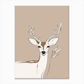 Deer Portrait - Boho, Line Art Canvas Print