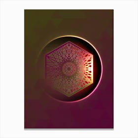 Geometric Neon Glyph on Jewel Tone Triangle Pattern 430 Canvas Print