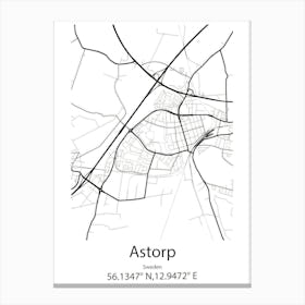 Astorp,Sweden Minimalist Map Canvas Print