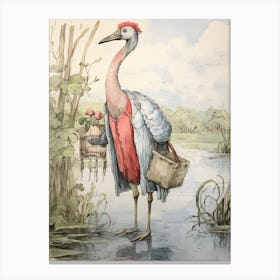 Storybook Animal Watercolour Flamingo 3 Canvas Print