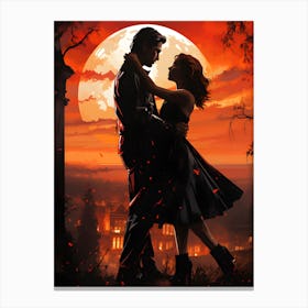 Embraced By Love Magical Valentines Night Canvas Print