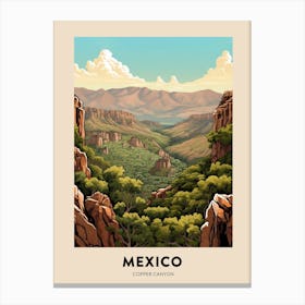Copper Canyon Mexico Vintage Hiking Travel Poster Canvas Print