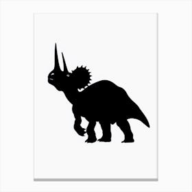 Black Triceratops Silhouette 2 Canvas Print