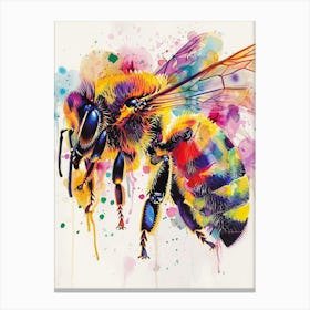 Honey Bee Colourful Watercolour 1 Canvas Print