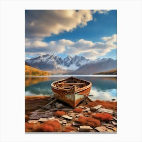 Old Boat On The Lake Canvas Print