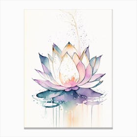Sacred Lotus Minimal Watercolour 5 Canvas Print