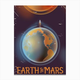 Earth To Mars Space Art Canvas Print