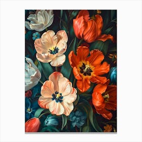 Tulips Pattern Inspired By William Morris Canvas Print